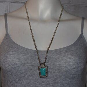 Beautiful silver and turquoise statement necklace 27-30"